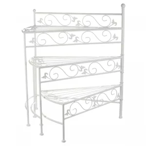 Bílý kovový stojan na květiny JF2239