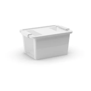 Bílý plastový úložný box Bi-Box S s víkem 36,5 × 26 × 19 cm – KIS