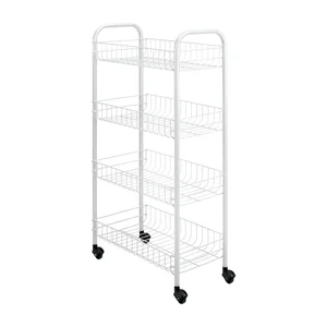 Bílý pojízdný regál Pisa 41×84 cm – Metaltex