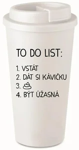Bílý termohrnek s nápisem BÝT ÚŽASNÁ, 475 ml