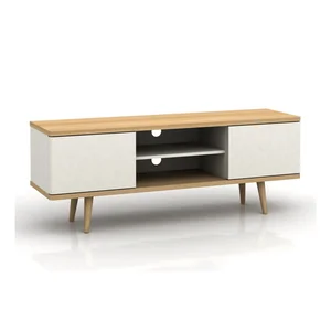 Bílý TV stolek s dekorem dubu 140x52 cm Alana