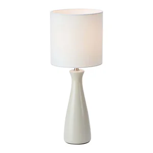 Birillo: krémová stolní lampa s textilním stínidlem, výška 42 cm