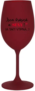 Bordó sklenice na víno s vtipným motivem