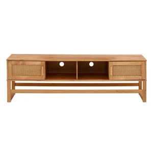 Borovicový TV stolek s ratanovými dvířky Støraa Jolene