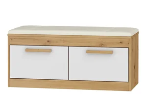 Botník Gatton 2D, béžová ekokůže, dub artisan/bílý lesk, 5 let záruka