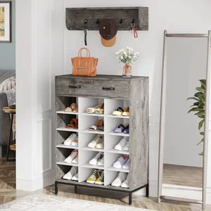 Botník Mayerhof s policií – šedé rustikální dřevo