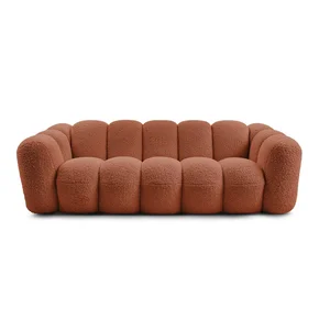Bouclé pohovka v cihlové barvě 232 cm Hippolyte
