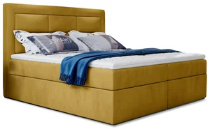 Boxspring KORBELA 160×200 cm, žlutá látka