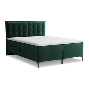 Boxspring Mikana 180x200 cm s úložným prostorem, tmavě zelená