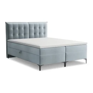 Boxspring postel 140x200 cm Mikana Makamii se úložným prostorem, světle modrá