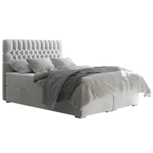 Boxspring postel FONDA, světle šedá, 180×200 cm
