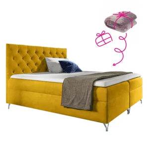 Boxspringová postel 120x200 Velvet žlutá GULIETTE + dárek