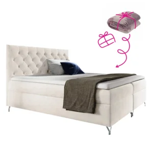 Boxspringová postel 140×200 cm, bílá Velvet – GULIETTE (dárek)