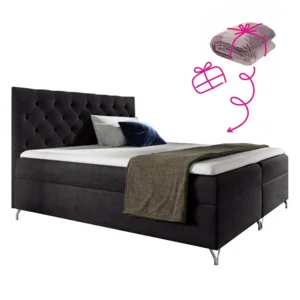 Boxspringová postel 160x200 Velvet černá – GULIETTE (s dárkem)