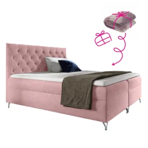 Boxspringová postel 160x200 Velvet – růžová, GULIETTE + dárek