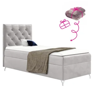 Boxspringová postel 90x200 cm Velvet světle šedá levá + dárek