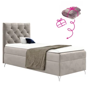 Boxspringová postel 90x200 levá, šedobéžová Taupe Velvet – GULIETTE + dárek