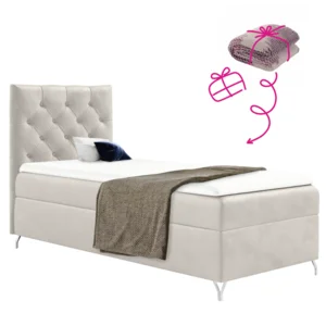 Boxspringová postel 90x200 Velvet bílá levá GULIETTE + dárek