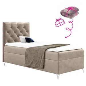Boxspringová postel GULIETTE 90x200 béžová Velvet – levá verze + dárek