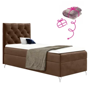 Boxspringová postel GULIETTE 90x200 levá, hnědá Velvet + dárek