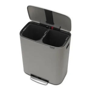 Brabantia nášlapný ocelový koš 2×30 l – světle šedý pro tříděný odpad