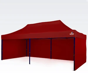 BRIMO Nůžkový stan 3x6m s 3 stěnami, červený, ocelová konstrukce