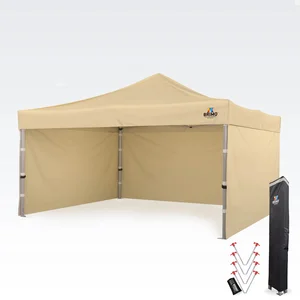 BRIMO Nůžkový stan 4x4m s 3 stěnami, béžový s hliníkovým rámem