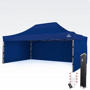 BRIMO Zahradní stan 4x6m s 3 bočními stěnami, modrý hliníkový rám