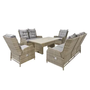 BRONTE Zahradní 5dílný ratanový set šedohnědá/šedá