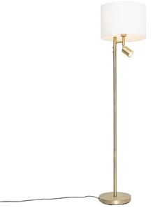 Bronzová stojací lampa Jelena s bílým stínítkem a lampičkou na čtení