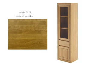 CAPITELLA: vysoká vitrína, pravá, masivní buk, rustikální moření