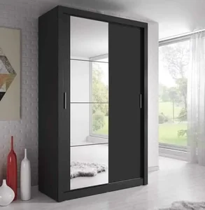 Casarredo Černá šatní skříň ARTI 120 s zrcadlem