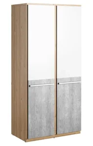 Casarredo Flamy 02 2D šatní skříň dub-nash/šedá/bílá