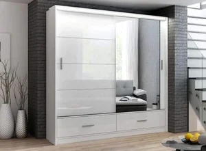 Casarredo MARSYLIA Bílá šatní skříň s LED osvětlením