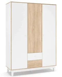 Casarredo Šatní skříň Patricia 3D2S bílá/dub sonoma