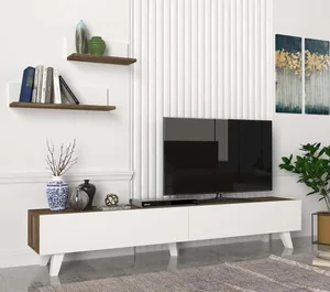 Casarredo Televizní stolek BROKEN s policemi – bílá/ořech