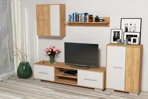 Casarredo ZETA Obývací stěna – jasan zlatý a bílá