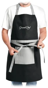 Černá bavlněná kuchyňská zástěra GrandCHEF