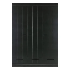 Černá borovicová šatní skříň 140x195 cm Connect