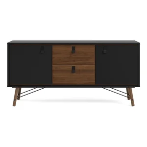Černá komoda s dekorem ořechu 150 cm