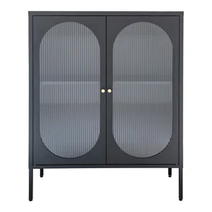 Černá kovová vitrína Adelaide 90×110 cm