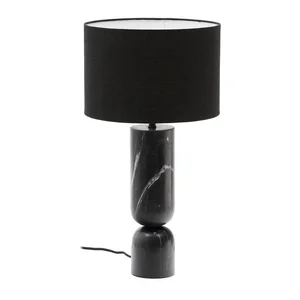 Černá mramorová stolní lampa Vex s textilním stínidlem