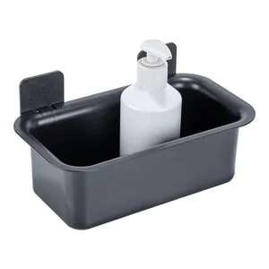 Černá nástěnná koupelnová polička Parma bez vrtání