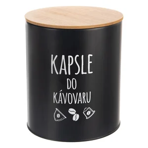 Černá plastová dóza na kávové kapsle