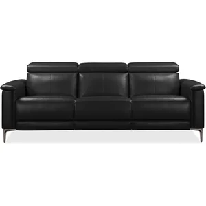 Černá pohovka z imitace kůže Lund 222 cm