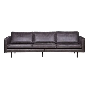 Černá pohovka z recyklované kůže BePureHome Rodeo 277 cm