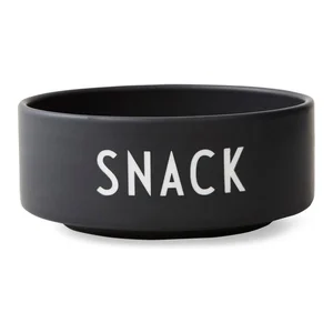 Černá porcelánová miska Design Letters Snack, 12 cm