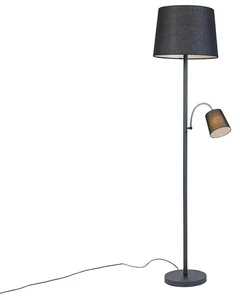 Černá retro stojací lampa s čtecím světlem