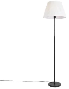 Černá stojací lampa s plisovaným stínidlem a nastavitelnou výškou