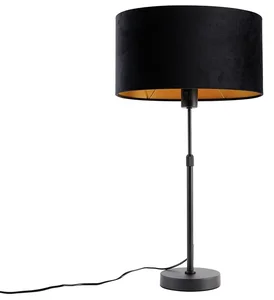 Černá stolní lampa s oválným sametovým stínidlem 35 cm